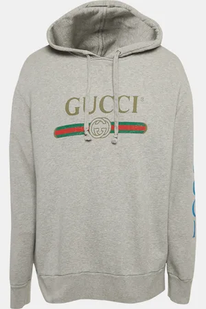 Gucci Vintage Logo Print Cotton Knit Hoodie XL