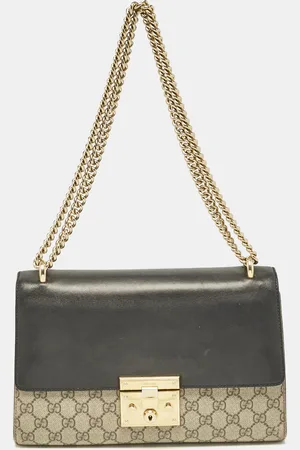 Gucci /Beige GG Supreme Canvas and Leather Medium Padlock Shoulder Bag