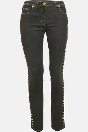 VERSACE Studded Denim Medusa Button Detail Jeans M Waist 28"