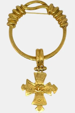 CHANEL PlatedCross Brooch Pin