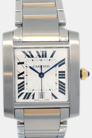 Cartier 18k Yellow Gold Stainless Steel Tank Francaise 2302 Automatic Women