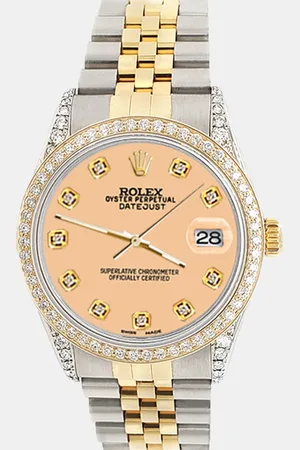 Rolex Custom Mustard 1.4ct Diamond 18k Gold Stainless Steel Datejust Automatic Men