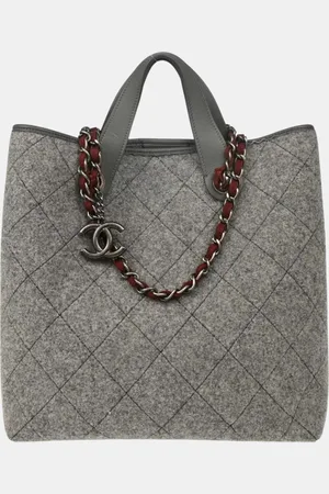 CHANEL Gray Felt Tote Bag