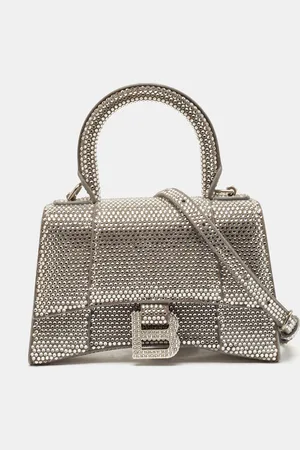 Balenciaga Suede and Crystals XS Hourglass Top Handle Bag