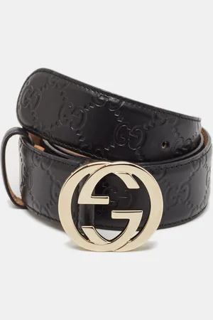 Gucci Ssima Leather Interlocking G Buckle Belt 80 CM