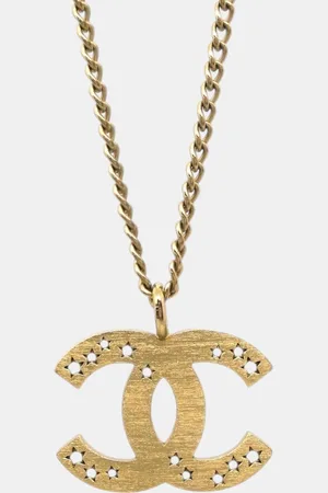 CHANEL Plated CC Chain Pendant Necklace