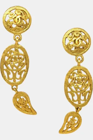 CHANEL Plated Dangle Earrings