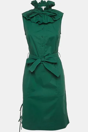 Oscar de la Renta Cotton Ruffled Sleeveless Short Dress XS