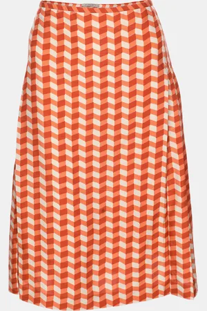 Bottega Veneta Pattern Silk Midi Skirt M
