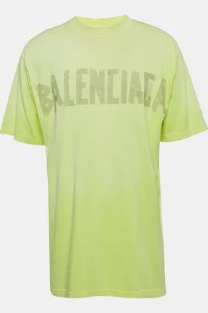 Balenciaga Unisex Florescent Tape Logo Print Jersey Oversized T-Shirt XXS