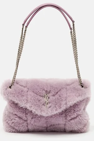 Saint Laurent Saint Laurent Lilac Shearling Medium Chain Loulou Shoulder Bag