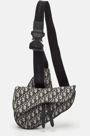 Dior Navy Oblique Jacquard Canvas Saddle Bag