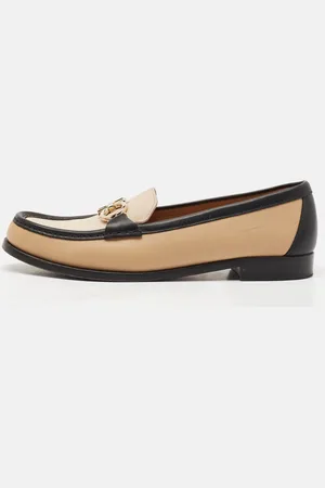 Salvatore Ferragamo /Beige Leather Slip On Loafers Size 40