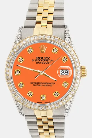 Rolex Custom Pastel 1.4ct Diamond 18k Yellow Gold Stainless Steel Datejust Automatic Men
