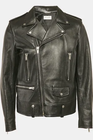 Saint Laurent Saint Laurent Leather Studded Zip-Up Biker Jacket XL