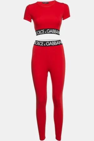 Dolce & Gabbana Jersey Logo Detail Leggings & Crop Top Set S