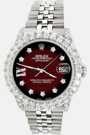 Rolex Custom Maroon 2.95ct Diamond Stainless Steel Datejust Automatic Women