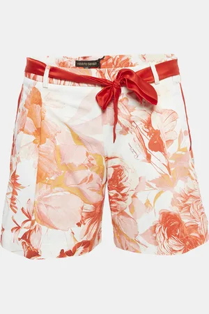 Roberto Cavalli Floral Print Cotton Tie-Up Waist Detail Shorts XS