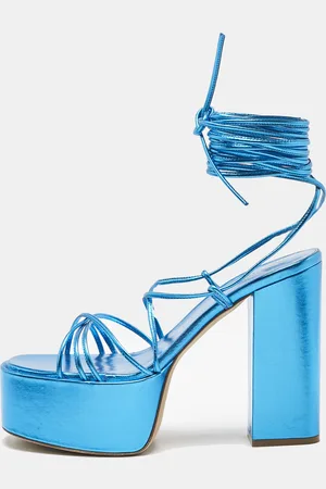 PARIS TEXAS Leather Platform Lace Up Sandals Size 39