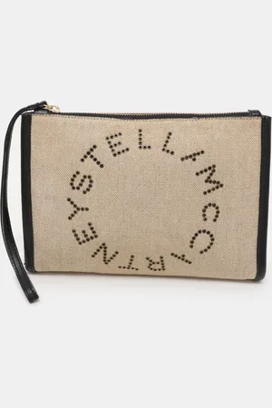 Stella McCartney /Black Canvas and Faux Leather Wristlet Clutch