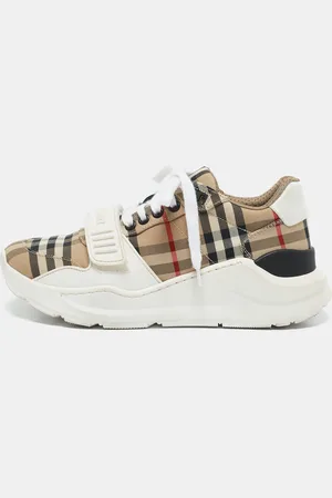 Burberry Vintage Check Fabric Low Top Sneakers Size 37