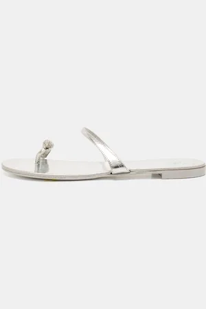 Giuseppe Zanotti Leather Crystal Embellished Toe Ring Flat Sandals Size 38