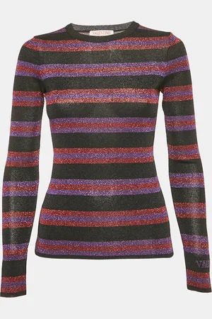 VALENTINO /Black Striped Lurex Knit Jumper M