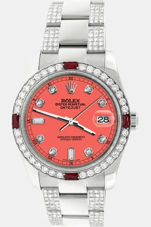 Rolex Custom Coral 4.5CT Diamond Stainless Steel Datejust 116200 Automatic Men