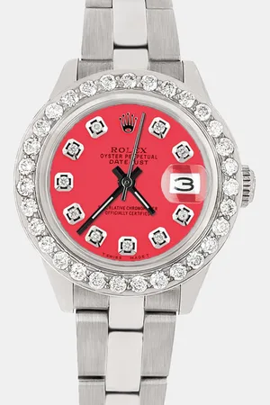Rolex Custom Crimson 1.3CT Diamond Stainless Steel Datejust Automatic Women