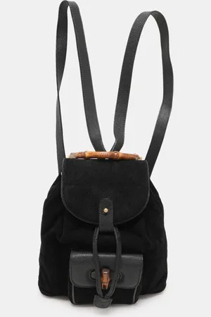 Gucci Suede and Leather Mini Bamboo Handle Backpack Bag