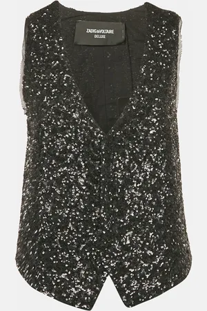Zadig & Voltaire Sequin Button Front Emilie Waistcoat M