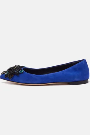 Giuseppe Zanotti Suede Crystal Embellished Ballet Flats Size 36