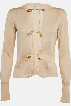 Prada Cotton Knit Tie-Up Cardigan S