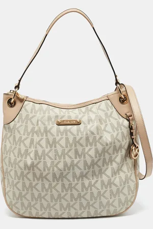 Michael Kors /White Signature Coated Canvas Bedford Large Shoulder Bag