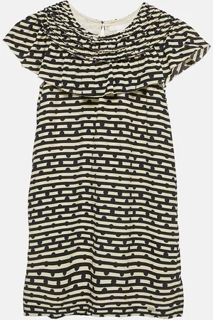 Burberry Kids /Black Striped Silk Ruffed Dress 12 Yrs