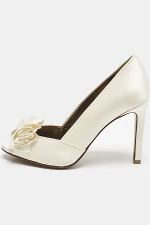 Lanvin Satin Bow Peep Toe Pumps Size 36.5