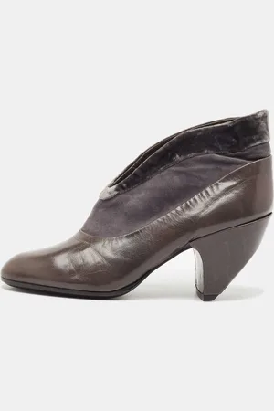 Marc Jacobs Leather and Velvet V Ankle Length Boots Size 37