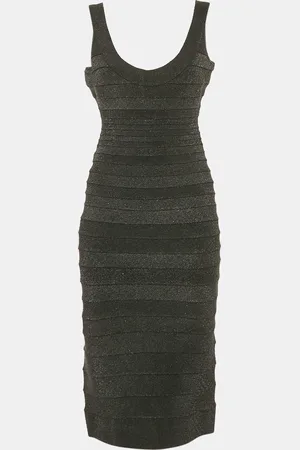Hervé Léger Textured Knit Sleeveless Bodycon Ebba Dress L