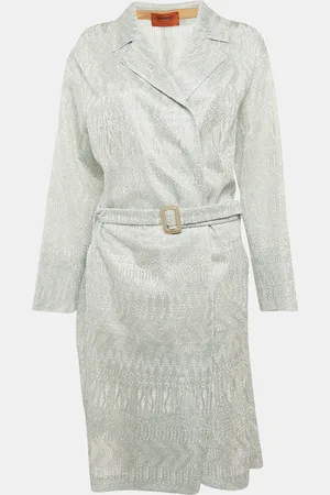 Missoni Patterned Lurex Mesh Belted Overcoat L