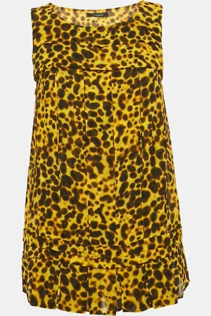 VERSACE Leopard Print Silk Pleated Top M