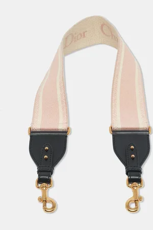 Dior /Black Embroidered Canvas and Leather Shoulder Bag Strap