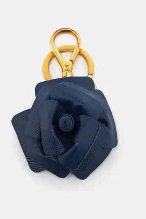 Prada Camelia Flower Leather Tone Key Ring