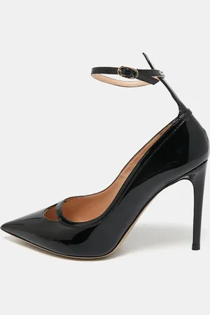 VALENTINO Patent Leather Ankle Strap Pumps Size 37.5