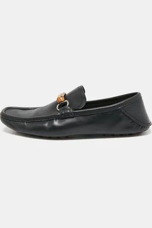 Gucci Leather Bamboo Horsebit Web Detail Loafers Size 43