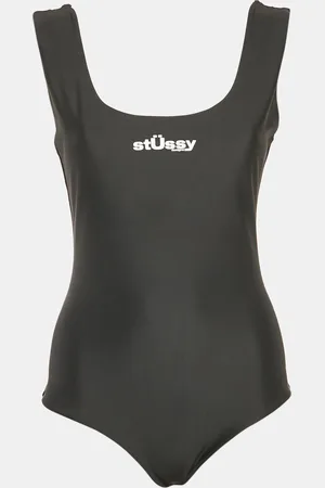STUSSY Logo Print Nylon Jersey Swimsuit M