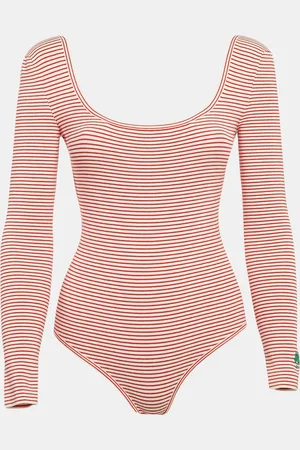 Etro /White Striped Jersey Long-Sleeve Bodysuit S