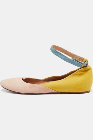 See by Chloé Tricolor Suede Ankle Strap Ballet Flats Size 37