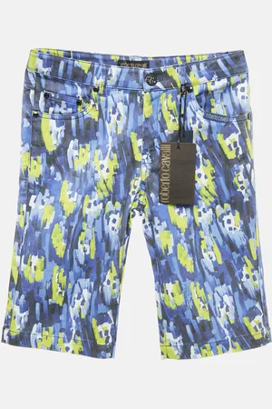 Roberto Cavalli Multicolor/ Printed Gabardine Cotton Bermuda Short S