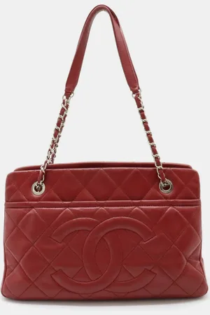CHANEL Leather Matelasse Caviar Skin Coco Mark Chain Tote Bag