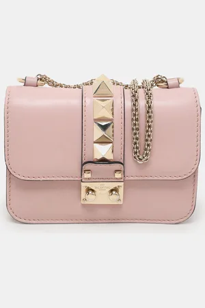 VALENTINO Light Leather Mini Rockstud Glam Lock Shoulder Bag